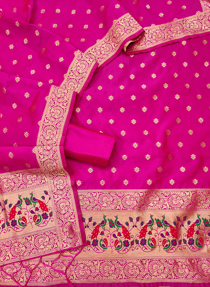 Silk Banarasi Patola woven Unstitched Salwar Suit Dress Material With Dupatta | DEVANGI