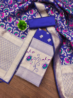 image, Silk Banarasi Patola woven Unstitched Salwar Suit Dress Material With Dupatta | DEVANGI
