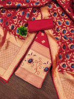 image, Silk Banarasi Patola woven Unstitched Salwar Suit Dress Material With Dupatta | DEVANGI
