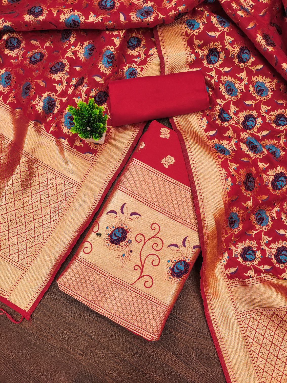 Silk Banarasi Patola woven Unstitched Salwar Suit Dress Material With Dupatta | DEVANGI