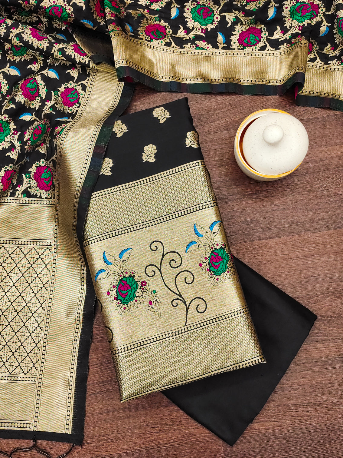 Silk Banarasi Patola woven Unstitched Salwar Suit Dress Material With Dupatta | DEVANGI