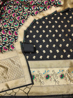 image, Silk Banarasi Patola woven Unstitched Salwar Suit Dress Material With Dupatta | DEVANGI
