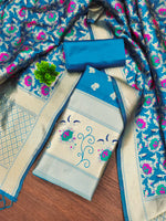 image, Silk Banarasi Patola woven Unstitched Salwar Suit Dress Material With Dupatta | DEVANGI
