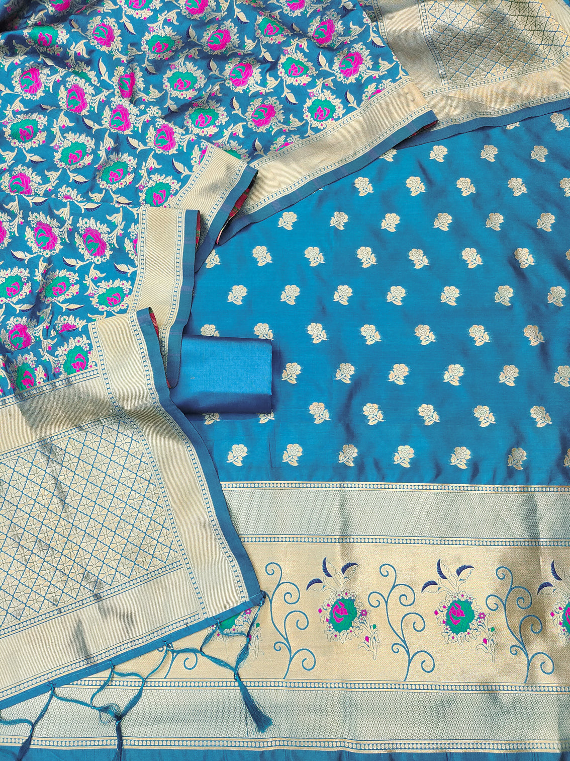 Silk Banarasi Patola woven Unstitched Salwar Suit Dress Material With Dupatta | DEVANGI