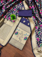 image, Silk Banarasi Patola woven Unstitched Salwar Suit Dress Material With Dupatta | DEVANGI
