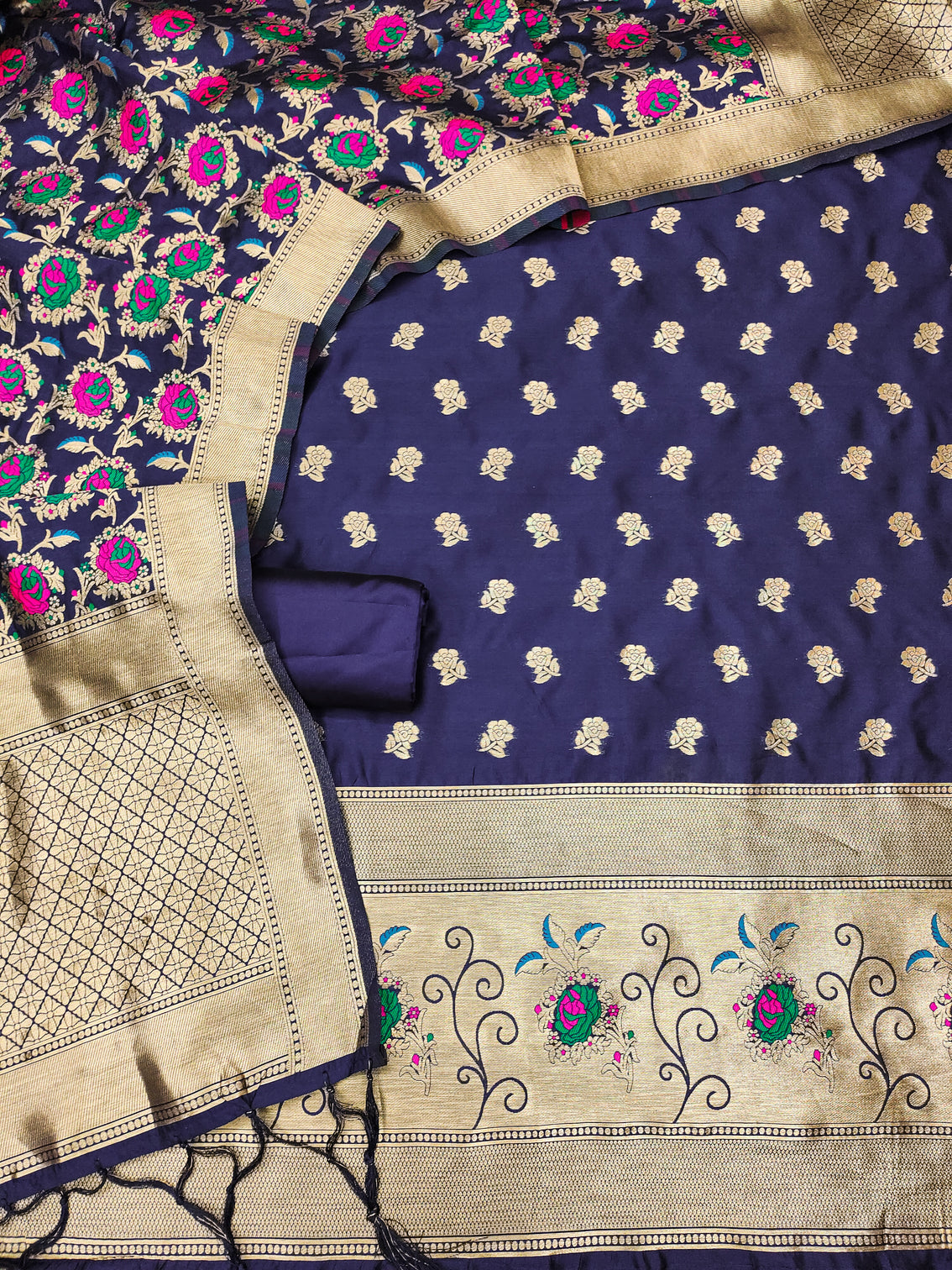 Silk Banarasi Patola woven Unstitched Salwar Suit Dress Material With Dupatta | DEVANGI