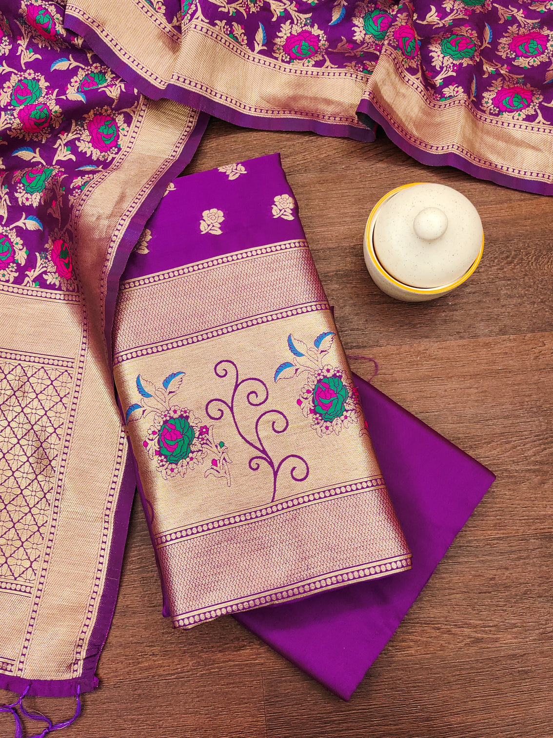 Silk Banarasi Patola woven Unstitched Salwar Suit Dress Material With Dupatta | DEVANGI