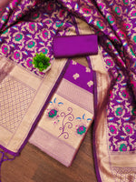 image, Silk Banarasi Patola woven Unstitched Salwar Suit Dress Material With Dupatta | DEVANGI

