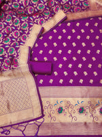 image, Silk Banarasi Patola woven Unstitched Salwar Suit Dress Material With Dupatta | DEVANGI
