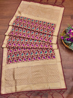 image, Silk Banarasi Patola woven Unstitched Salwar Suit Dress Material With Dupatta | DEVANGI

