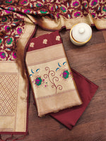 image, Silk Banarasi Patola woven Unstitched Salwar Suit Dress Material With Dupatta | DEVANGI

