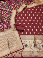 image, Silk Banarasi Patola woven Unstitched Salwar Suit Dress Material With Dupatta | DEVANGI
