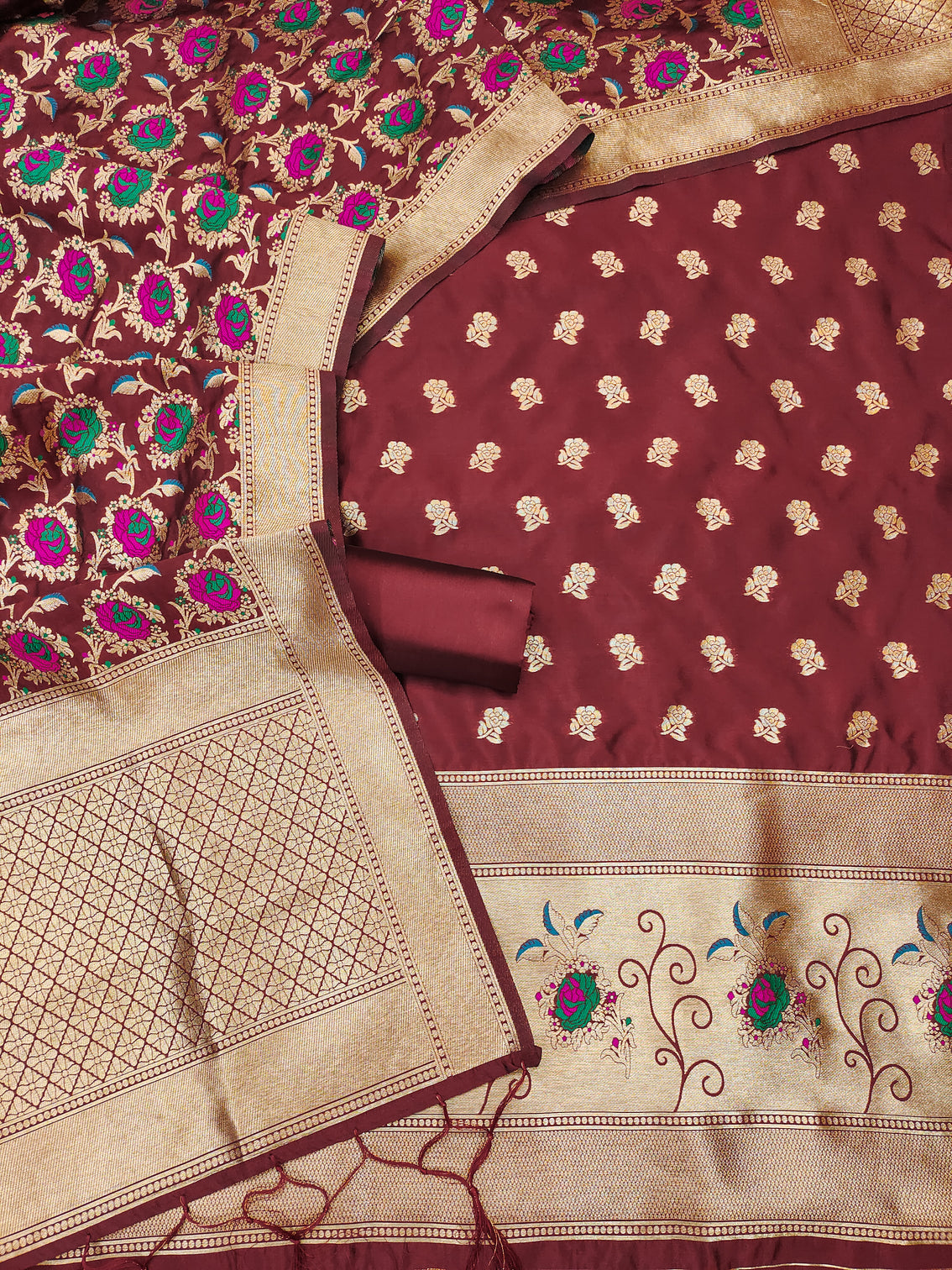 Silk Banarasi Patola woven Unstitched Salwar Suit Dress Material With Dupatta | DEVANGI
