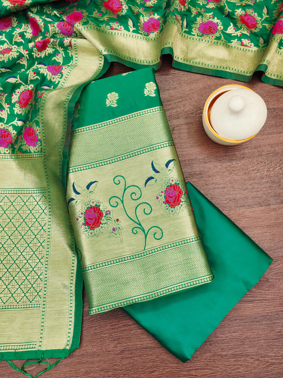 Silk Banarasi Patola woven Unstitched Salwar Suit Dress Material With Dupatta | DEVANGI