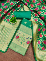 image, Silk Banarasi Patola woven Unstitched Salwar Suit Dress Material With Dupatta | DEVANGI
