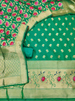 image, Silk Banarasi Patola woven Unstitched Salwar Suit Dress Material With Dupatta | DEVANGI
