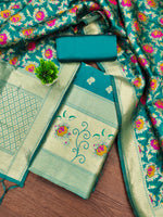 image, Silk Banarasi Patola woven Unstitched Salwar Suit Dress Material With Dupatta | DEVANGI
