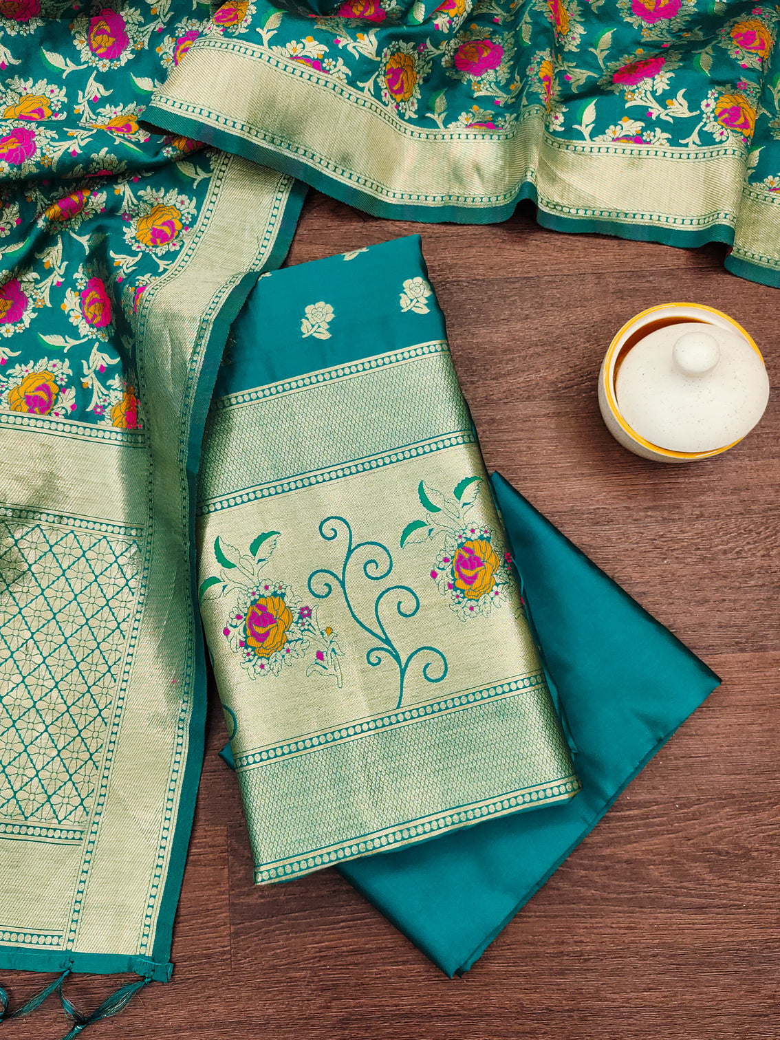 Silk Banarasi Patola woven Unstitched Salwar Suit Dress Material With Dupatta | DEVANGI