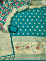 image, Silk Banarasi Patola woven Unstitched Salwar Suit Dress Material With Dupatta | DEVANGI
