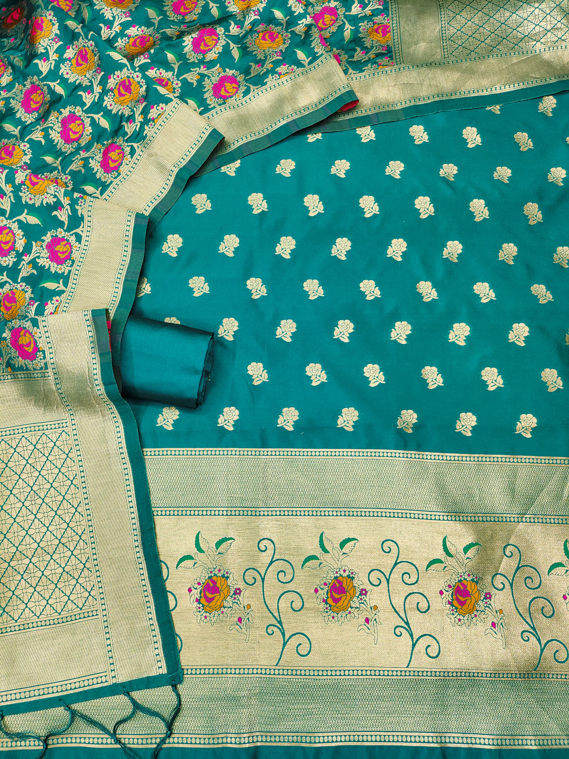 Silk Banarasi Patola woven Unstitched Salwar Suit Dress Material With Dupatta | DEVANGI