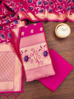image, Silk Banarasi Patola woven Unstitched Salwar Suit Dress Material With Dupatta | DEVANGI
