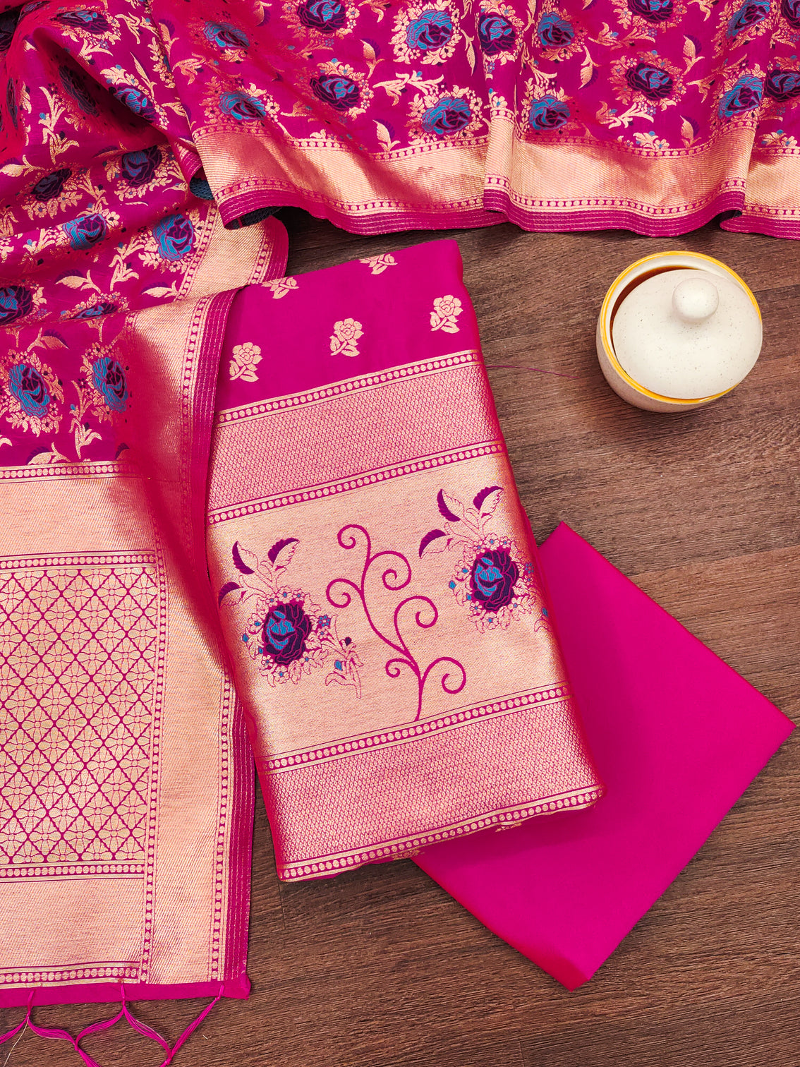 Silk Banarasi Patola woven Unstitched Salwar Suit Dress Material With Dupatta | DEVANGI