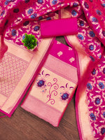 image, Silk Banarasi Patola woven Unstitched Salwar Suit Dress Material With Dupatta | DEVANGI
