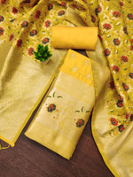 image, Silk Banarasi Patola woven Unstitched Salwar Suit Dress Material With Dupatta | DEVANGI
