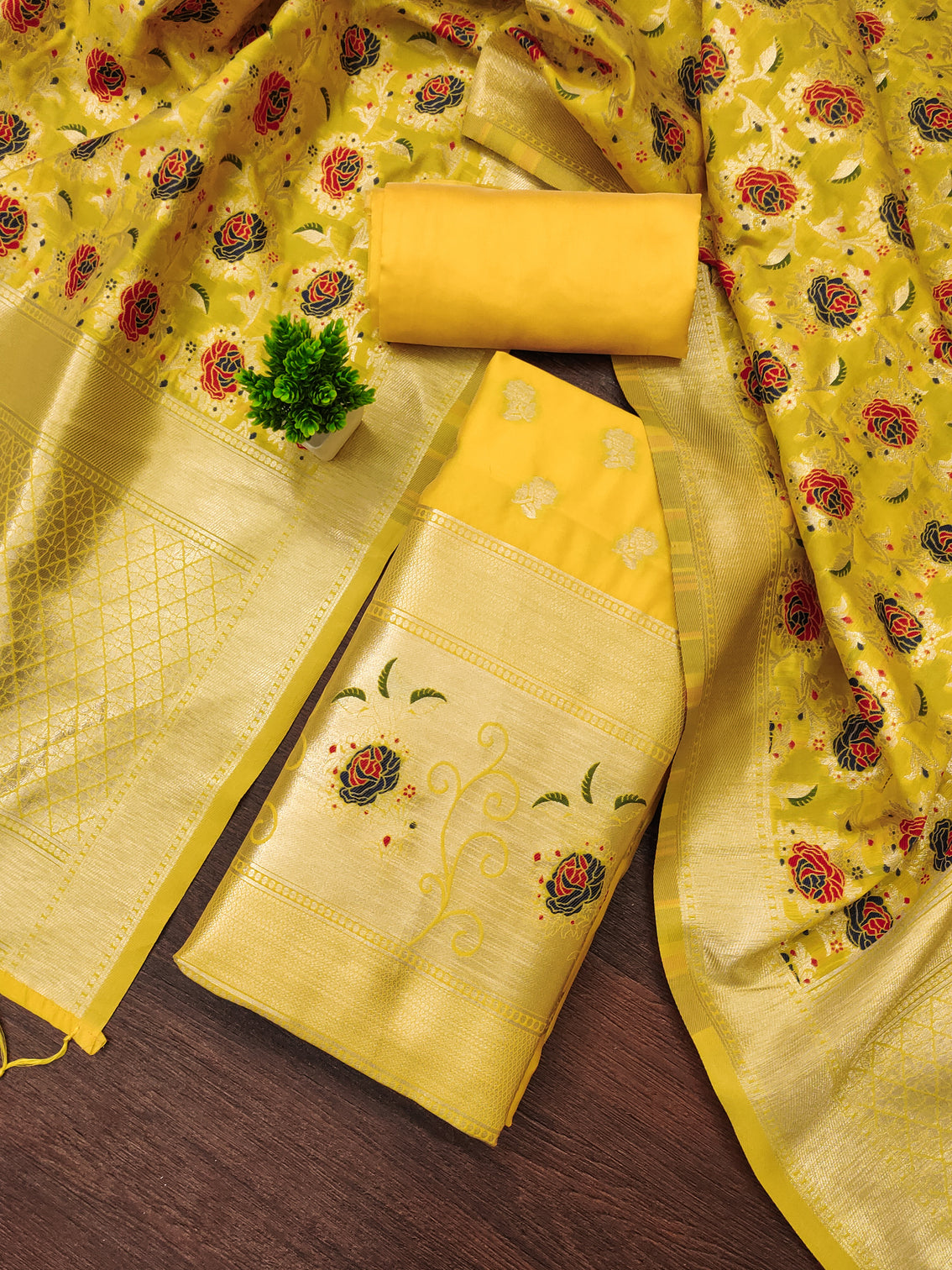 Silk Banarasi Patola woven Unstitched Salwar Suit Dress Material With Dupatta | DEVANGI