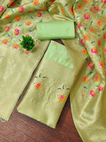 image, Silk Banarasi Patola woven Unstitched Salwar Suit Dress Material With Dupatta | DEVANGI

