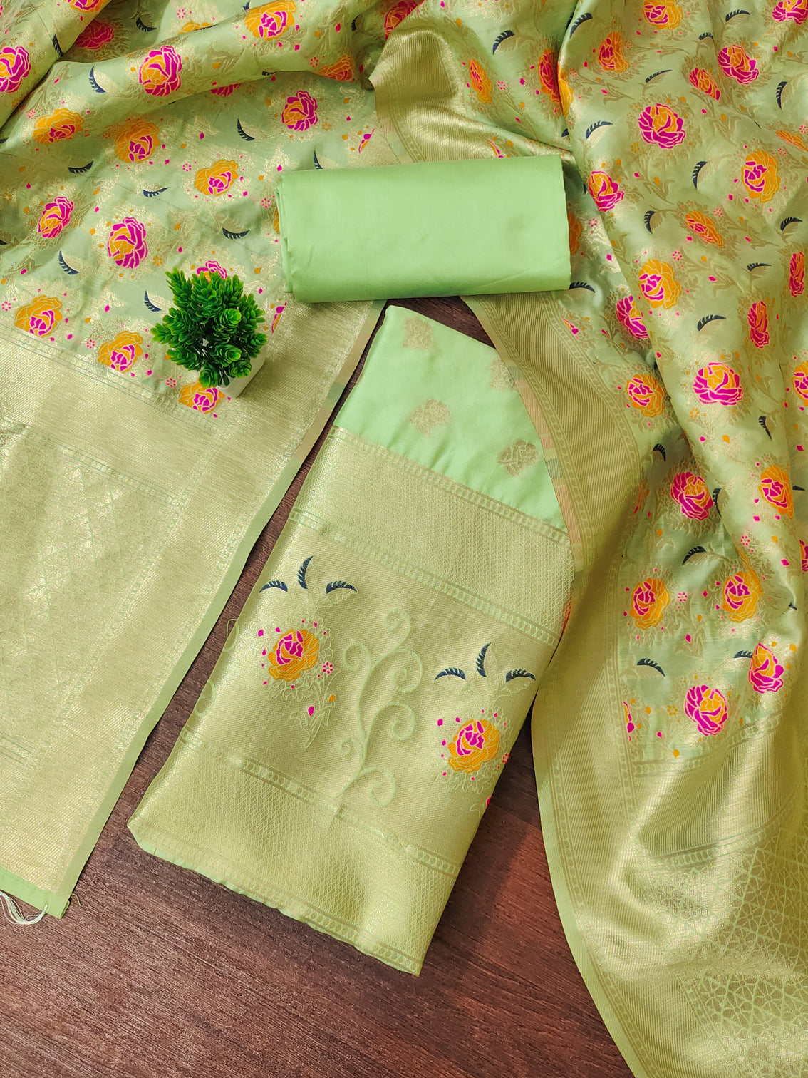 Silk Banarasi Patola woven Unstitched Salwar Suit Dress Material With Dupatta | DEVANGI