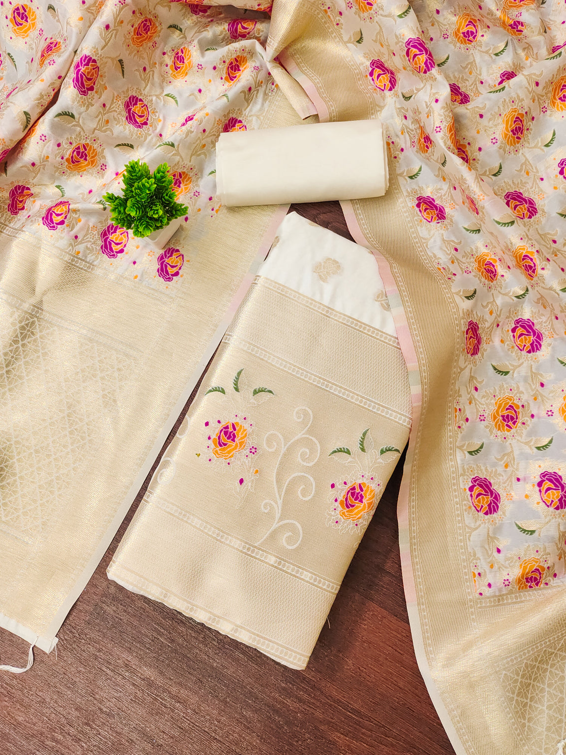 Silk Banarasi Patola woven Unstitched Salwar Suit Dress Material With Dupatta | DEVANGI