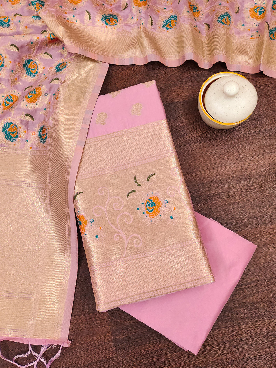 Silk Banarasi Patola woven Unstitched Salwar Suit Dress Material With Dupatta | DEVANGI