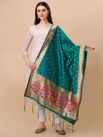 image, Minakari Floral Silk Blend Traditional Ethnic Banarasi Woven Patola Dupatta For WOMEN | DEVANGI
