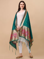 image, Minakari Floral Silk Blend Traditional Ethnic Banarasi Woven Patola Dupatta For WOMEN | DEVANGI
