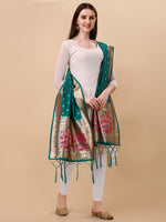 image, Minakari Floral Silk Blend Traditional Ethnic Banarasi Woven Patola Dupatta For WOMEN | DEVANGI
