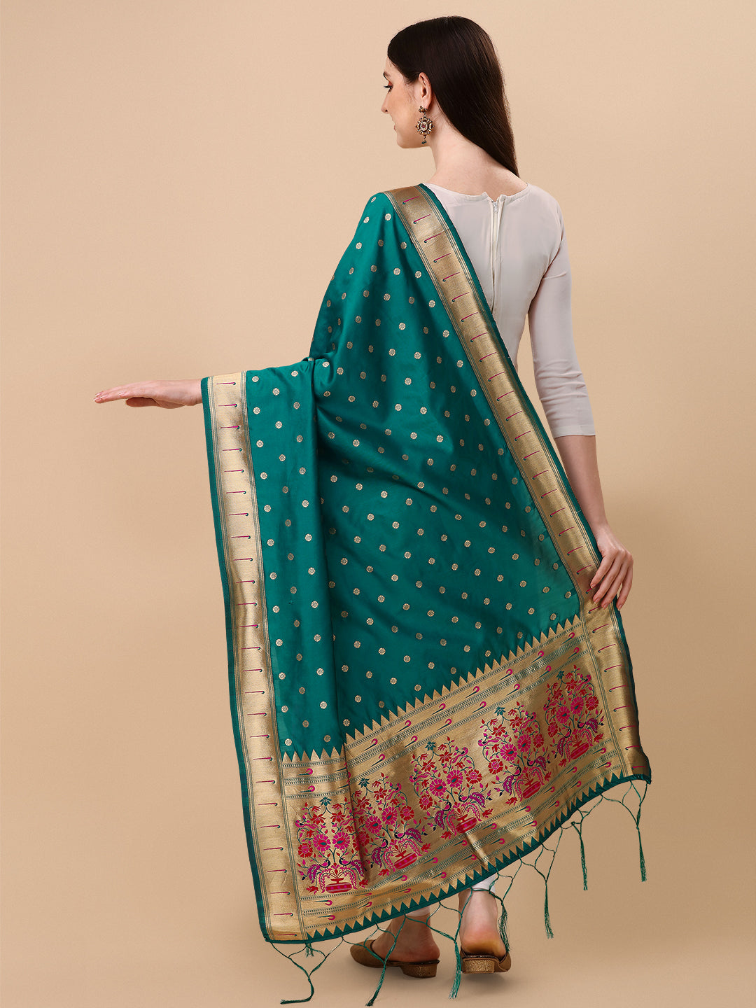 Minakari Floral Silk Blend Traditional Ethnic Banarasi Woven Patola Dupatta For WOMEN | DEVANGI