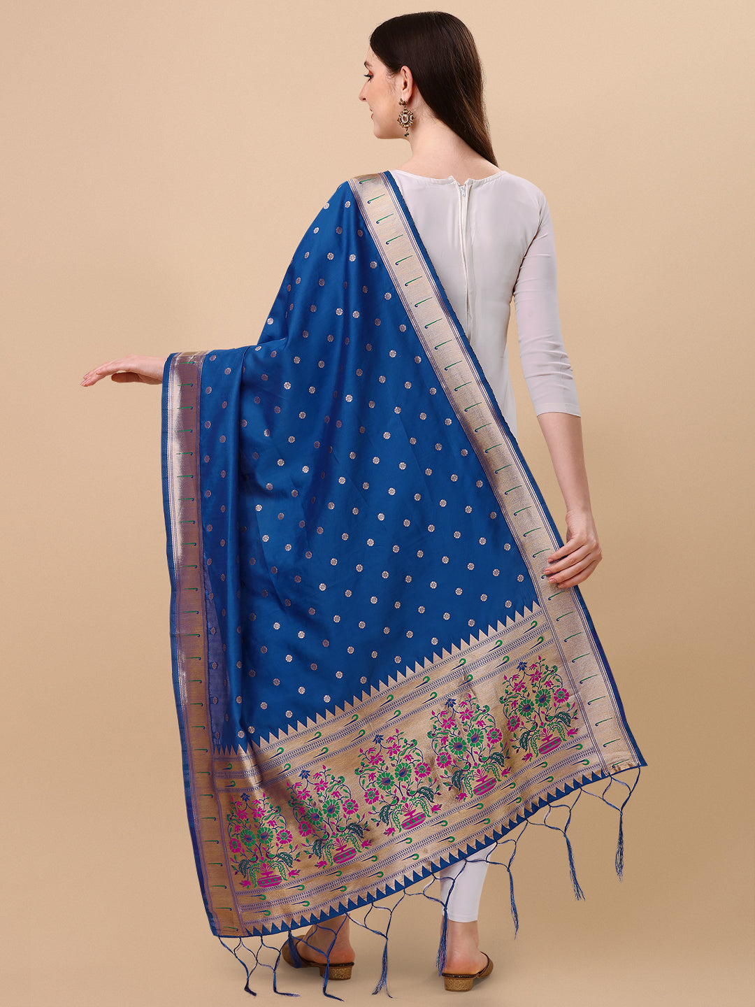 Minakari Floral Silk Blend Traditional Ethnic Banarasi Woven Patola Dupatta For WOMEN | DEVANGI