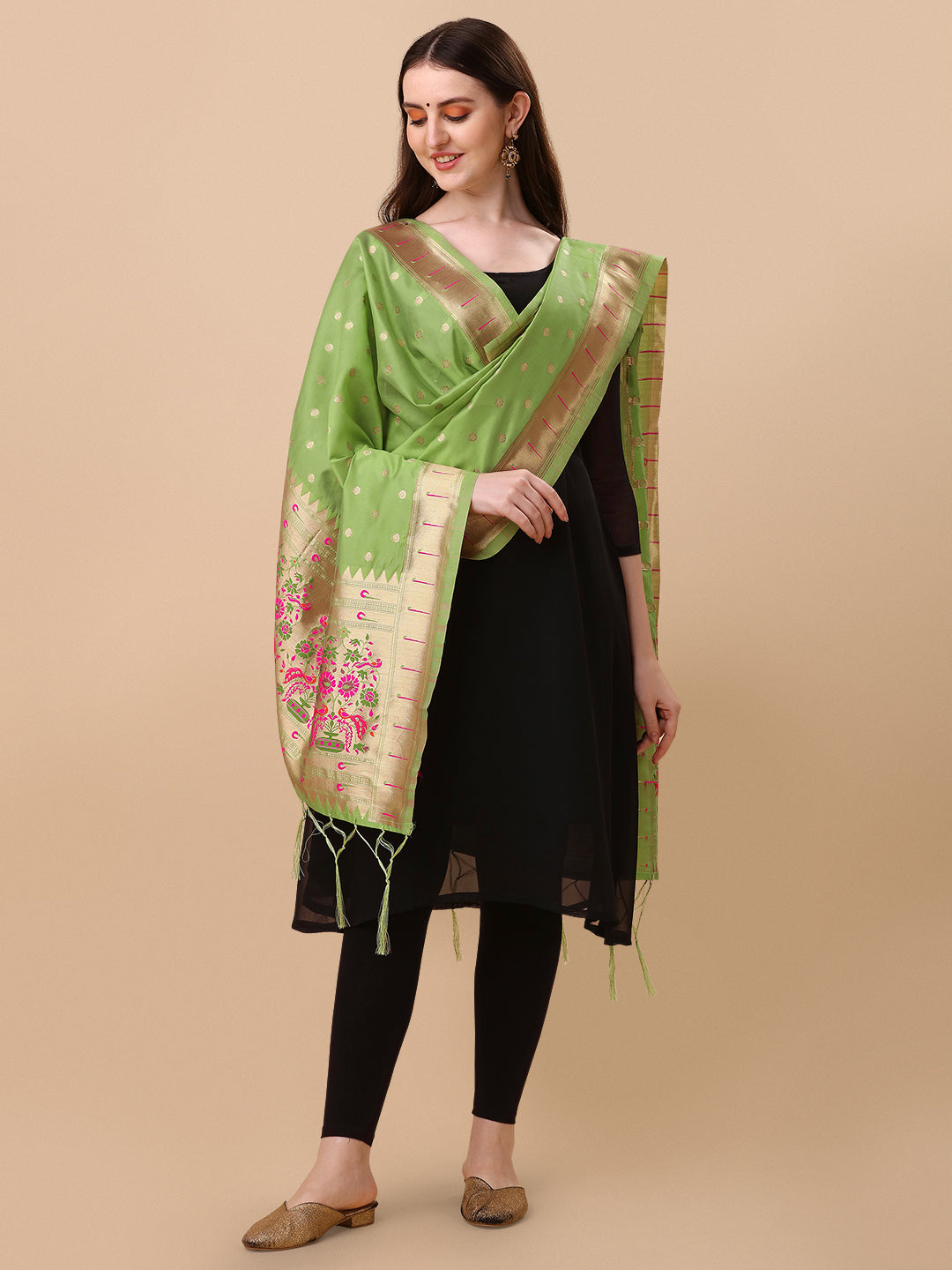 Minakari Floral Silk Blend Traditional Ethnic Banarasi Woven Patola Dupatta For WOMEN | DEVANGI