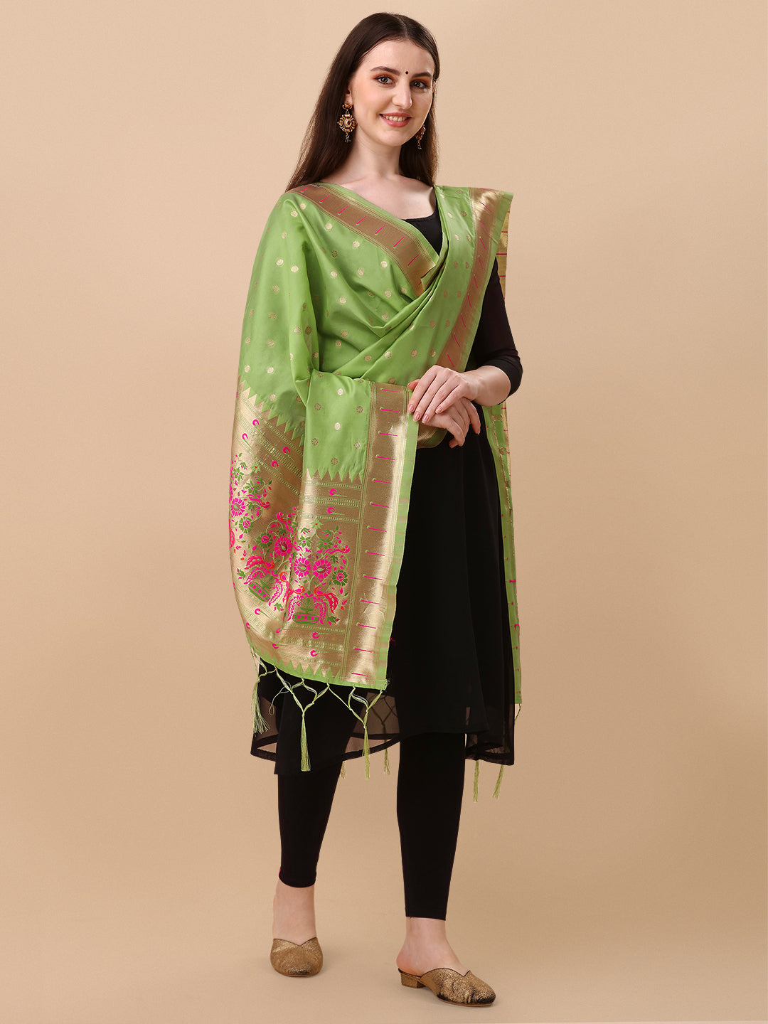 Minakari Floral Silk Blend Traditional Ethnic Banarasi Woven Patola Dupatta For WOMEN | DEVANGI