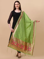 image, Minakari Floral Silk Blend Traditional Ethnic Banarasi Woven Patola Dupatta For WOMEN | DEVANGI
