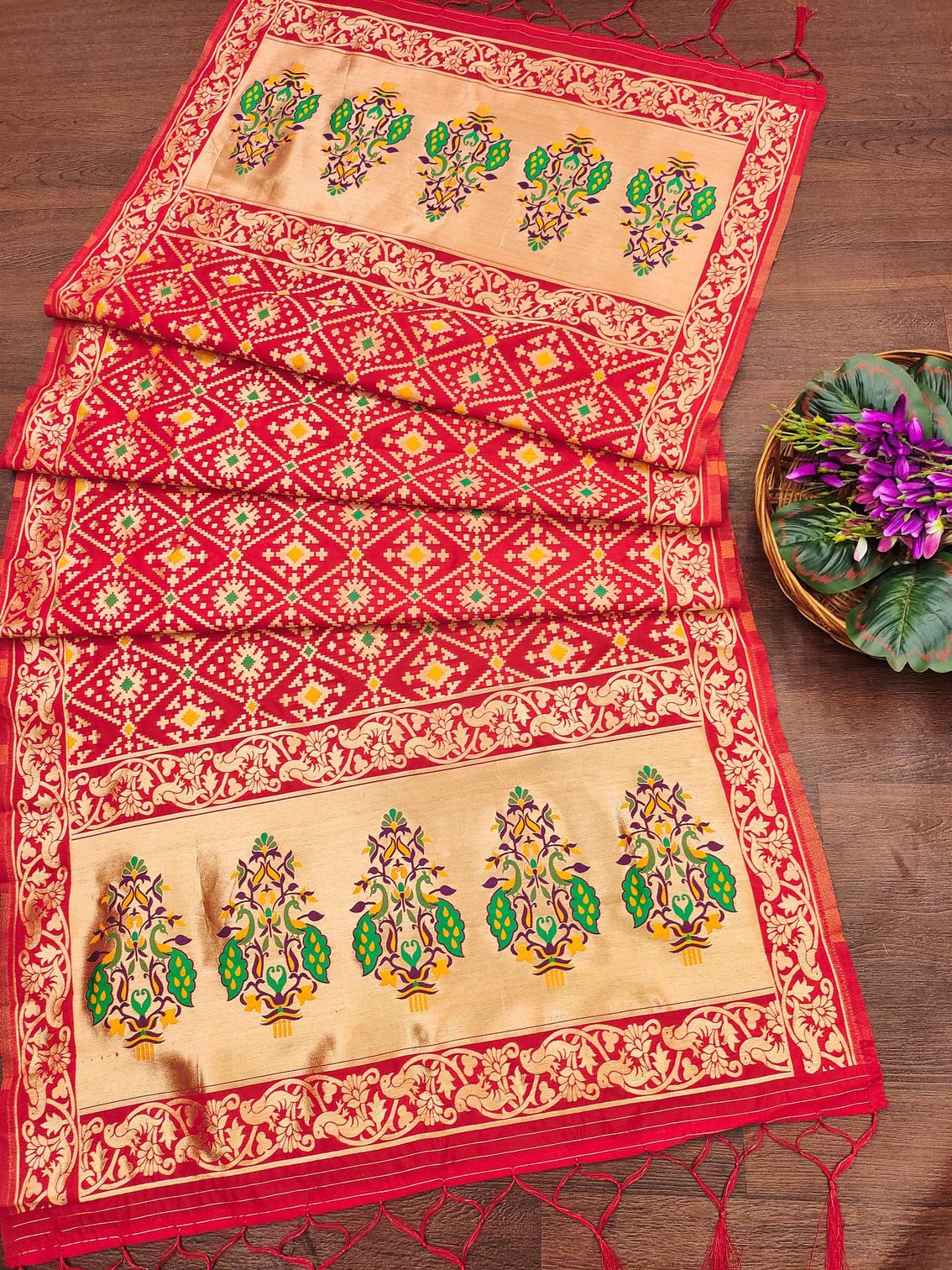 Floral Banarasi Silk Blend Traditional Ethnic Woven Patola Dupatta For WOMEN | DEVANGI