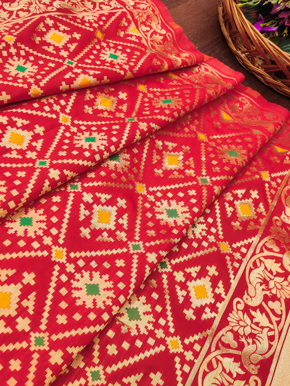 Floral Banarasi Silk Blend Traditional Ethnic Woven Patola Dupatta For WOMEN | DEVANGI