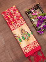 image, Floral Banarasi Silk Blend Traditional Ethnic Woven Patola Dupatta For WOMEN | DEVANGI
