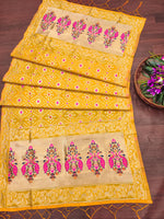 image, Yellow Floral Banarasi Silk Blend Traditional Ethnic Woven Patola Dupatta For WOMEN | DEVANGI

