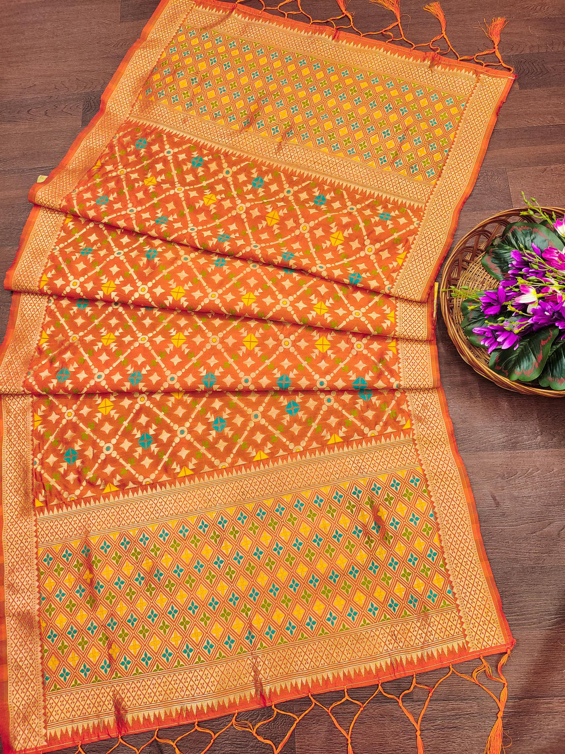 Floral Silk Blend Traditional Ethnic Woven Patola Dupatta For WOMEN | DEVANGI
