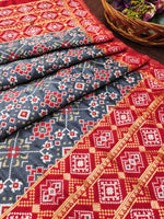 image, Multi Color Floral Banarasi Silk Blend Traditional Ethnic Woven Patola Dupatta For WOMEN | DEVANGI
