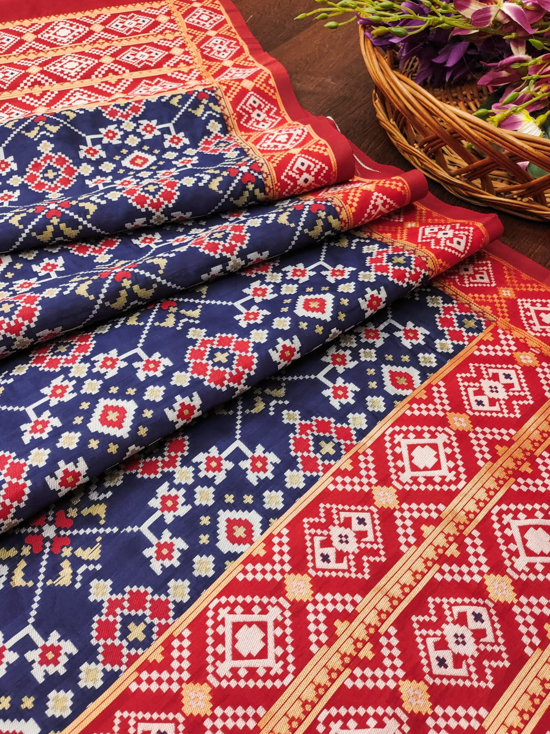 Multi Color Floral Banarasi Silk Blend Traditional Ethnic Woven Patola Dupatta For WOMEN | DEVANGI
