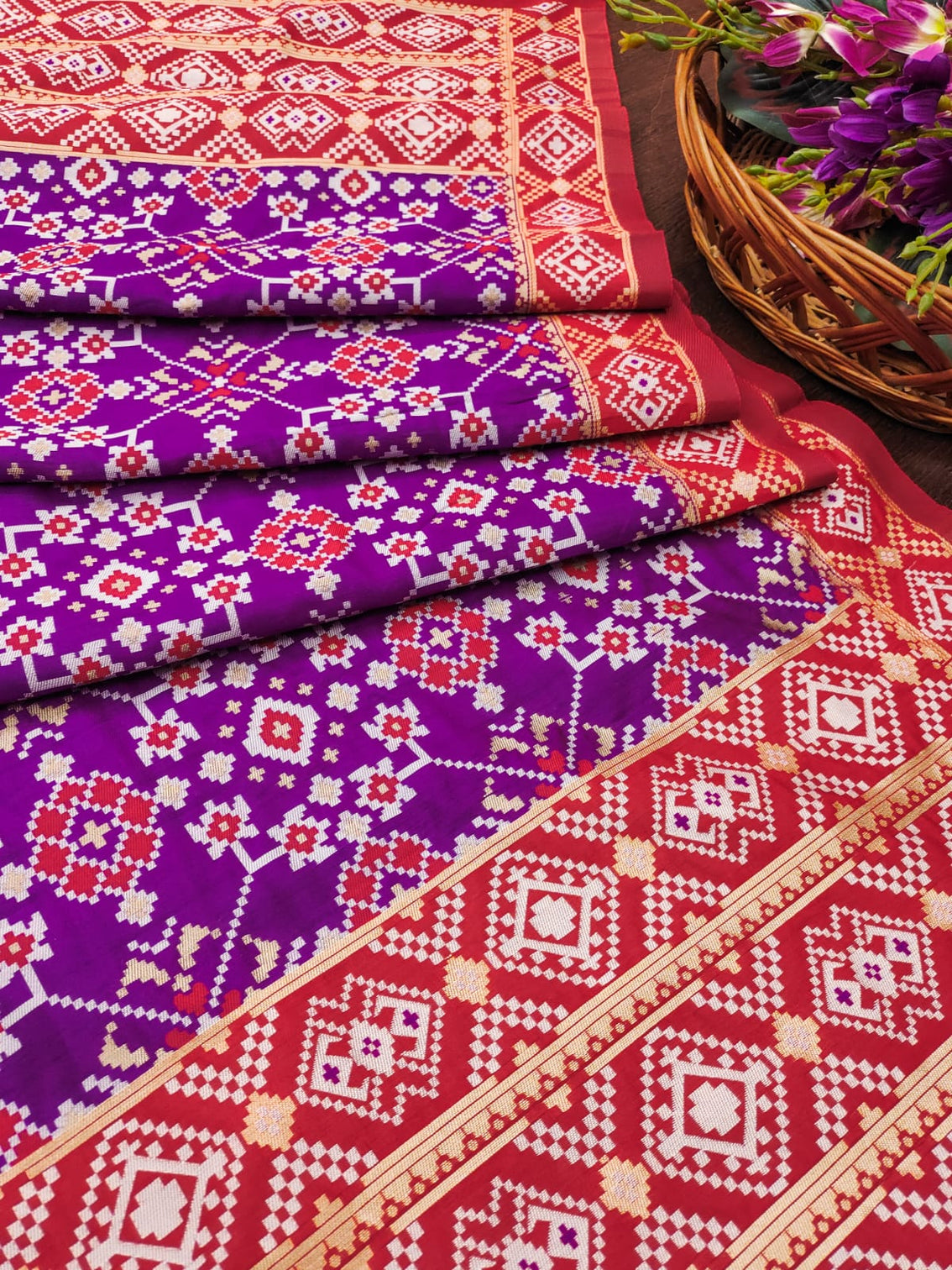 Floral Banarasi Silk Blend Traditional Ethnic Woven Patola Dupatta For WOMEN | DEVANGI