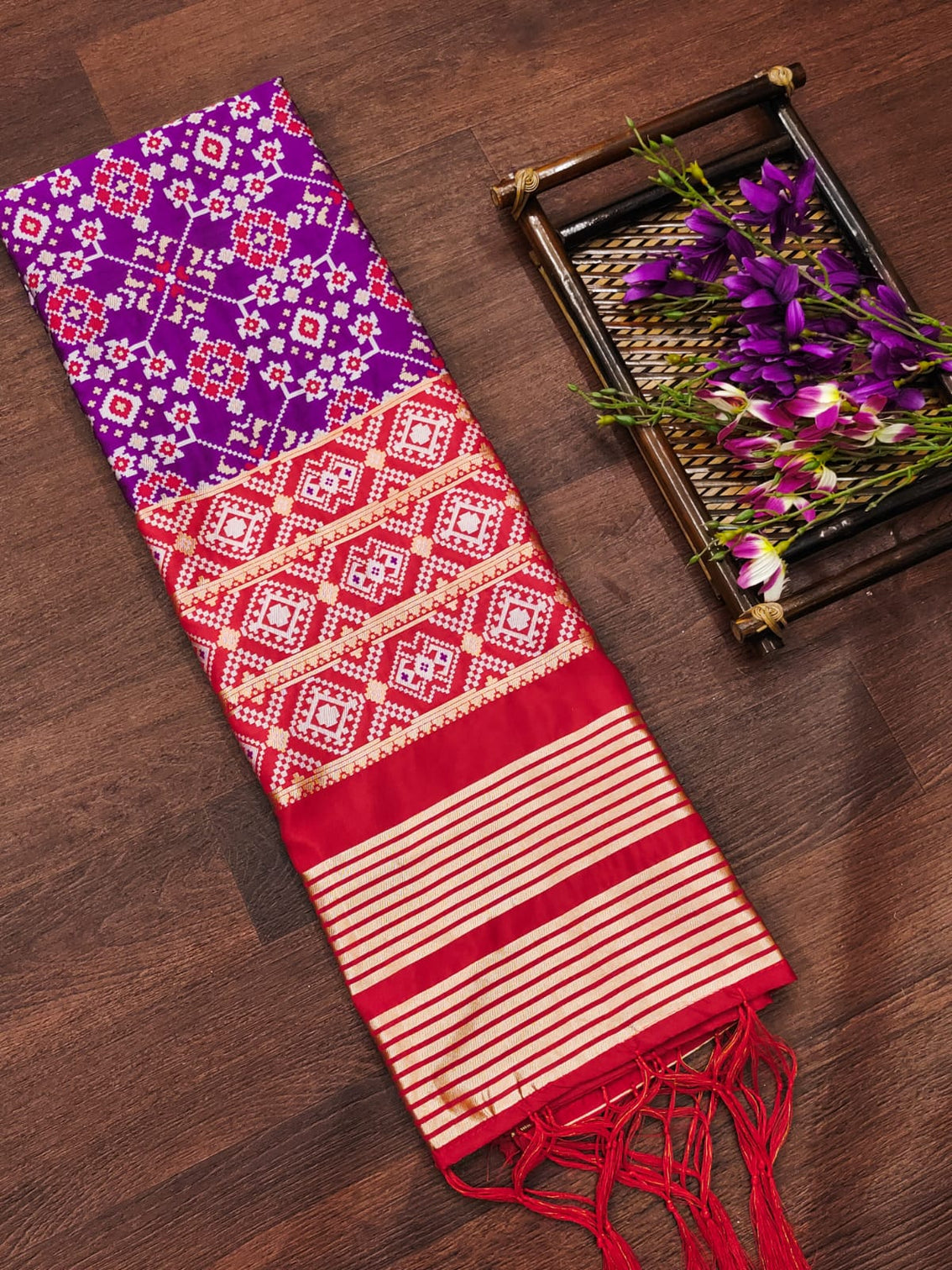 Floral Banarasi Silk Blend Traditional Ethnic Woven Patola Dupatta For WOMEN | DEVANGI
